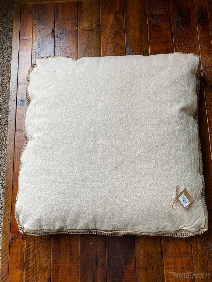 CREAM WEB HANDLE PILLOW BY MUD PIE-Rustic Ranch