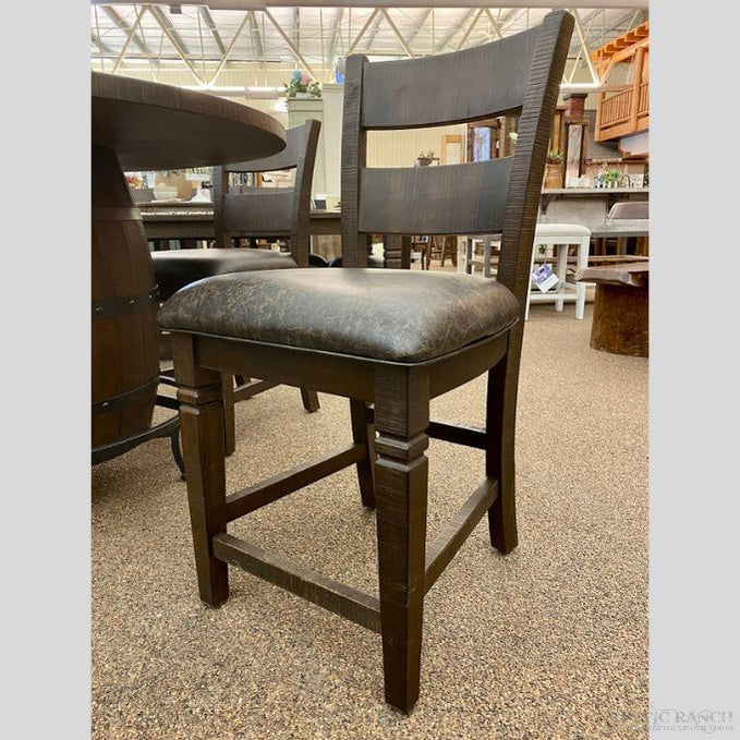 Homestead Ladderback Upholstered Square Stool - 24" and 30" available at Rustic Ranch Furniture in Airdrie, Alberta