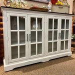 Carriage House White Server With Glass Doors-Rustic Ranch