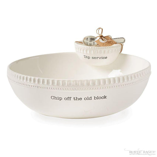 CHIP OFF THE OLD BLOCK STACKING CHIP & DIP SET BY MUD PIE-Rustic Ranch