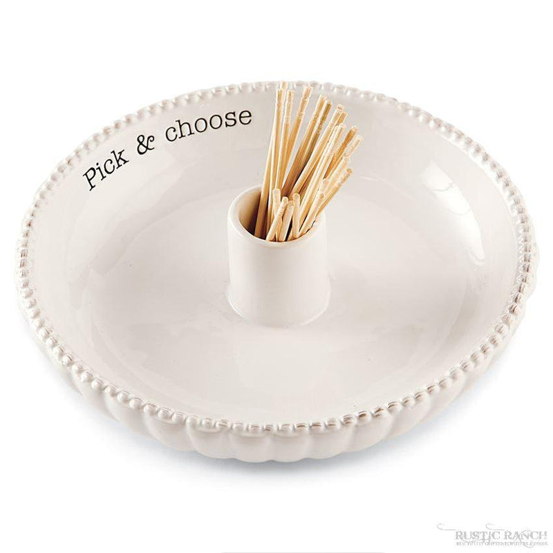 TAKE YOUR PICK TOOTHPICK DISH BY MUDPIE-Rustic Ranch