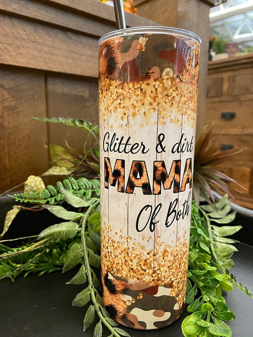 GLITTER & DIRT MAMA OF BOTH WATER BOTTLE-Rustic Ranch