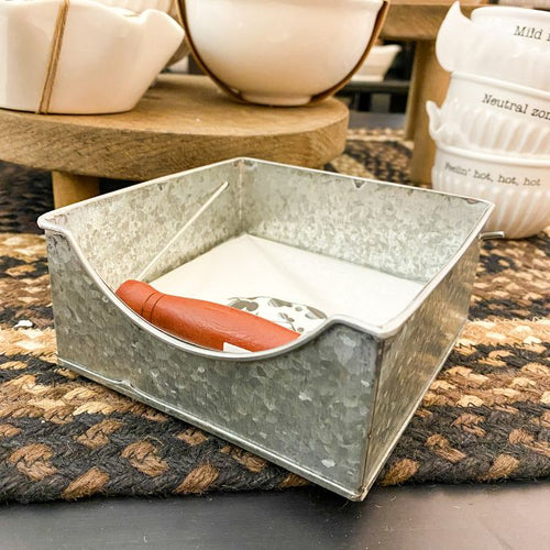 Silver Metal Cocktail Napkin Caddy