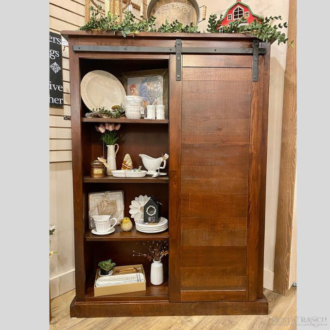 Santa Fe Barn Door Book Case available at Rustic Ranch Furniture in Airdrie, Alberta