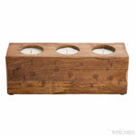 THREE HOLE WOOD CANDLE BY MUD PIE-Rustic Ranch
