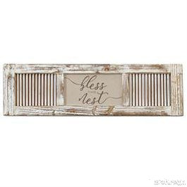 BLESS THIS NEST SHUTTER PLAQUE BY MUDPIE-Rustic Ranch