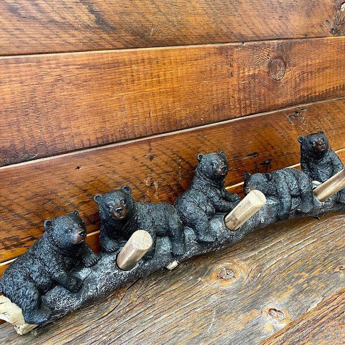 Bears on Log Coat Hooks-Rustic Ranch