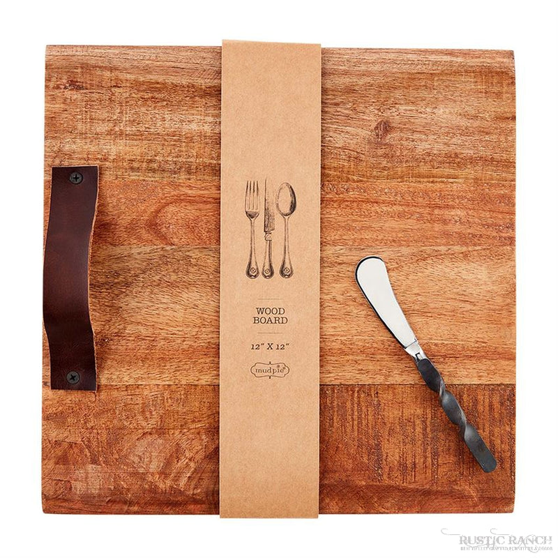 SQUARE WOOD BOARD SET BY MUD PIE-Rustic Ranch