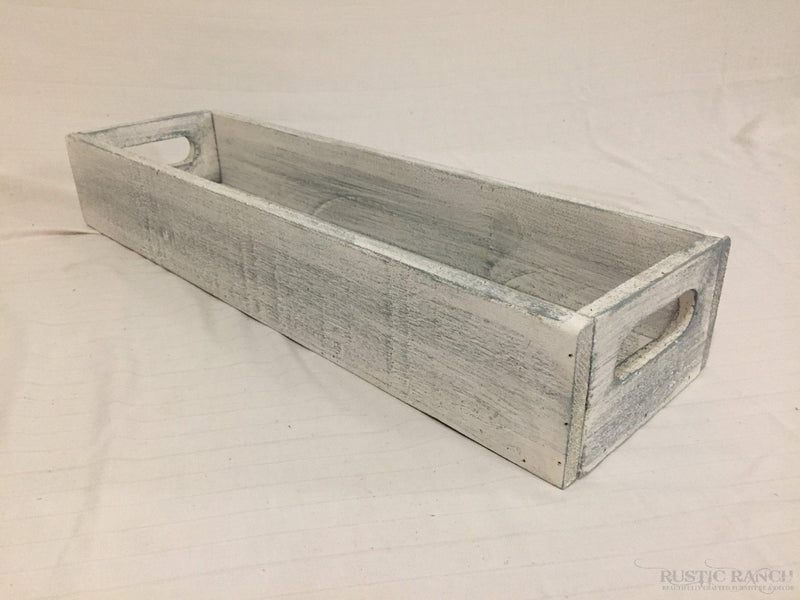 LG WHITE RECTANGLE PINE TRAY-Rustic Ranch