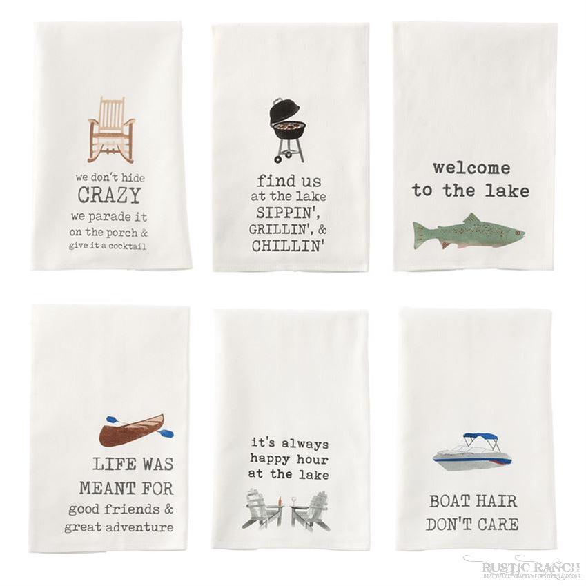 LAKE ICON DISH TOWEL - 6 ASSORTED BY MUD PIE available at Rustic Ranch Furniture in Airdrie, Alberta