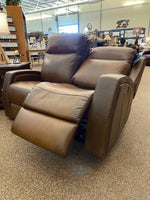 Mustang Power Reclining Love Seat with Head Rest available at Rustic Ranch Furniture and Decor.