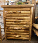 4 Drawer Natural Log Chest w/ Sliding Top-Rustic Ranch