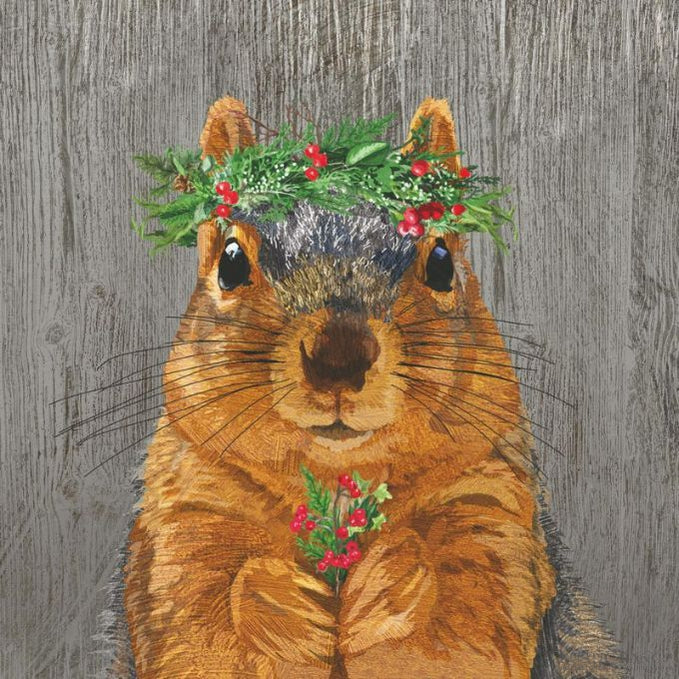 Winter Berry Squirrel Lunch Napkins available at Rustic Ranch Furniture in Airdrie, Alberta