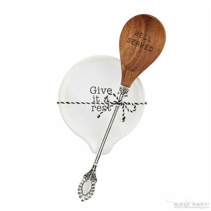 GIVE IT A REST SPOON REST AND SPOON BY MUDPIE-Rustic Ranch