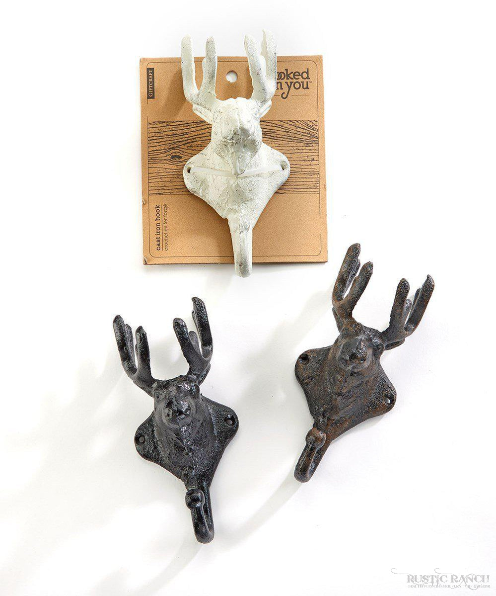 MOOSE HEAD CAST IRON HOOK - THREE COLOURS – Rustic Ranch Furniture and Decor