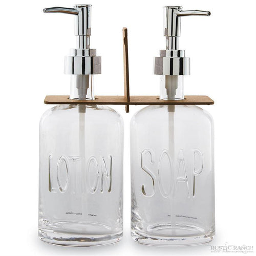 GLASS SOAP PUMP SET BY MUD PIE-Rustic Ranch
