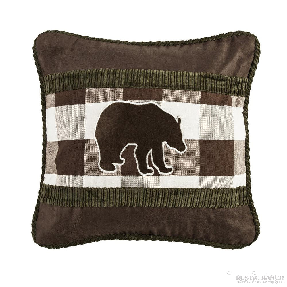 EMBROIDERED BEAR PILLOW-Rustic Ranch