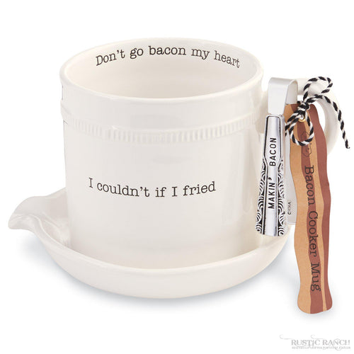 DON'T GO BACON MY HEART BACON COOKER SET BY MUDPIE-Rustic Ranch