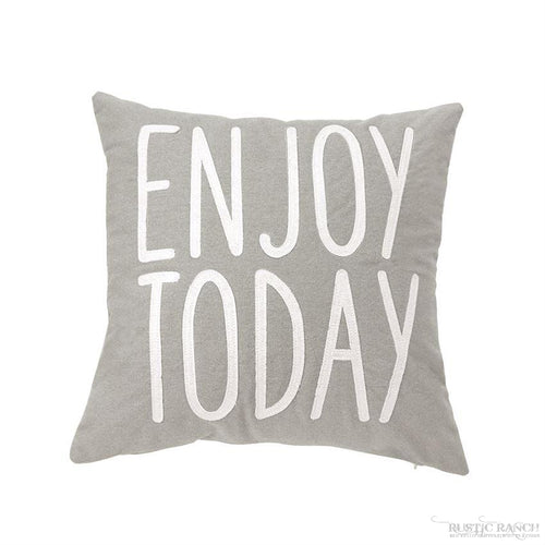ENJOY TODAY FELT PILLOW BY MUD PIE-Rustic Ranch
