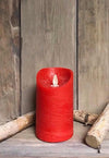 RED LED TIMER PILLAR CANDLE - 3" X 5"-Rustic Ranch