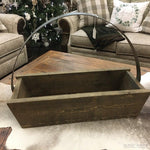 LARGE PINE TOTE TRAY WITH CURVED HANDLE - STAIN-Rustic Ranch