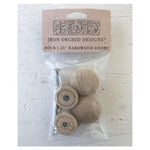 Four Pack Wooden Knobs - 1.25" by IOD
