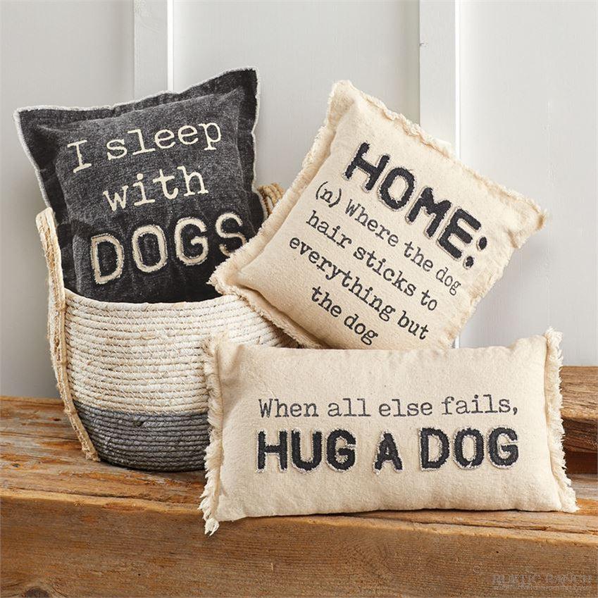 WASHED CANVAS DOG PILLOWS BY MUD PIE-Rustic Ranch
