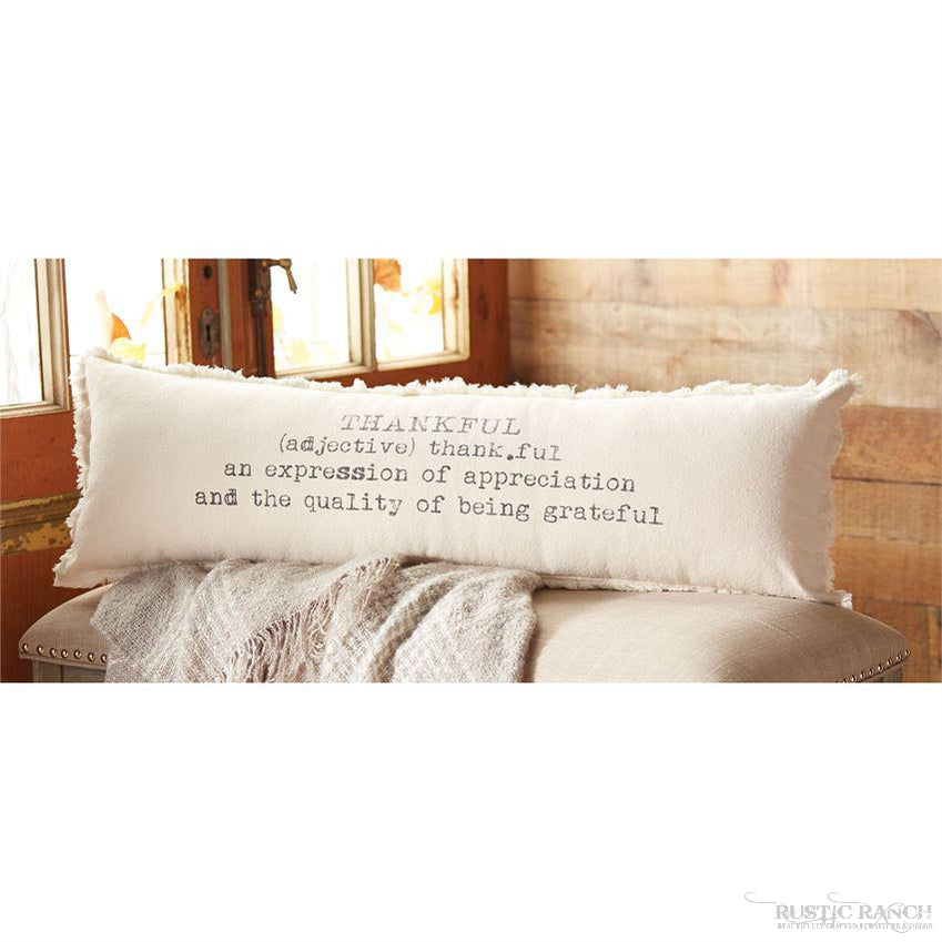 THANKFUL DEFINITION PILLOW BY MUD PIE-Rustic Ranch