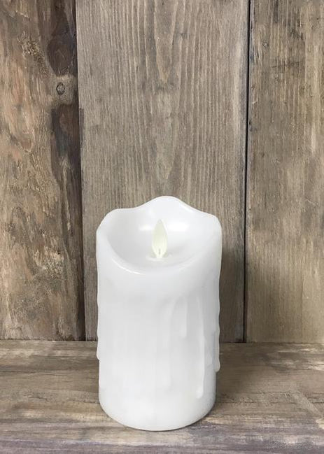 WHITE LED TIMER PILLAR CANDLE - 3" X 5"-Rustic Ranch