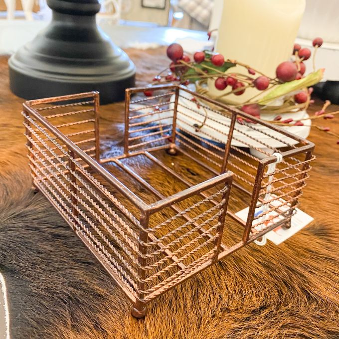 Copper Twisted Wire Cocktail Napkin Holder