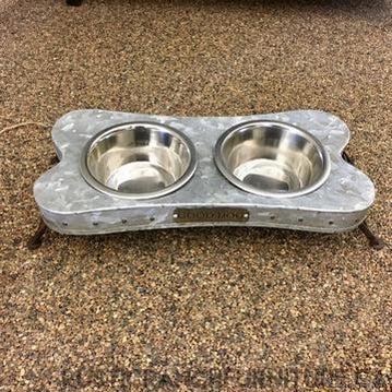 TIN BONE DOG FOOD STAND BY MUD PIE-Rustic Ranch