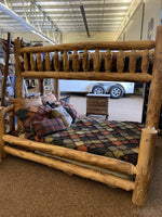 TWIN/QUEEN NATURAL LOG BUNK BED-Rustic Ranch