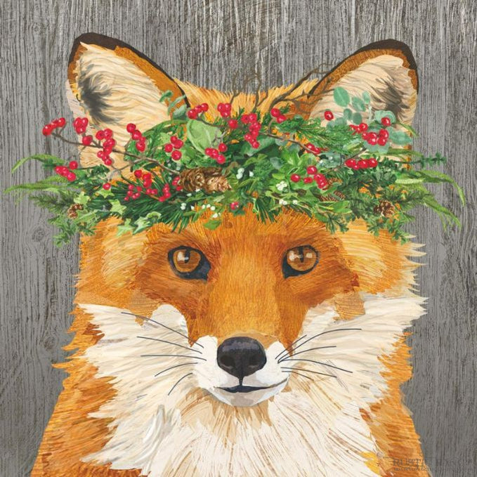 Winter Berry Fox Lunch Napkins available at Rustic Ranch Furniture in Airdrie, Alberta