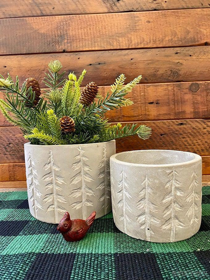 SMALL CEMENT-LOOK POT-Rustic Ranch
