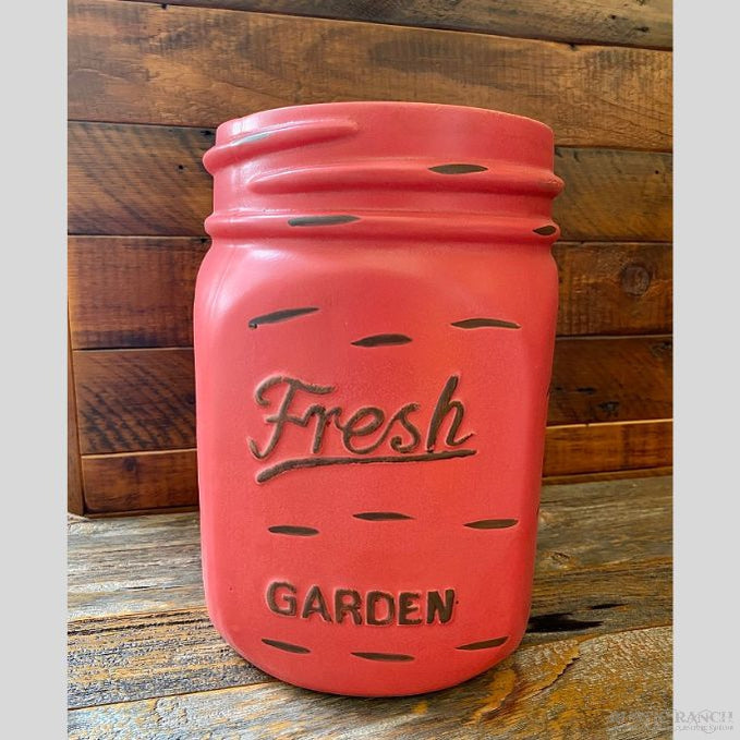 Red Large Mason Jar available at Rustic Ranch Furniture in Airdrie, Alberta