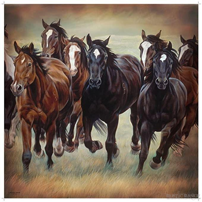 Galloping Horses Shower Curtain-Rustic Ranch