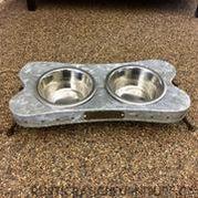 TIN BONE DOG FOOD STAND BY MUD PIE-Rustic Ranch