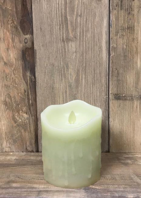 IVORY LED TIMER PILLAR CANDLE - 3" X 4"-Rustic Ranch