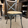 Metal Cross Back Chair with Cognac Seat-Rustic Ranch