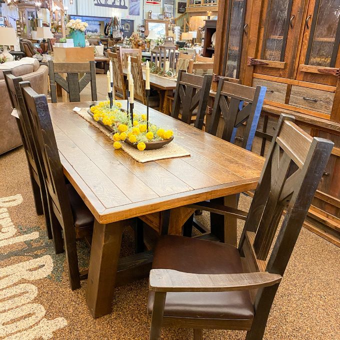 Yellowstone Dutton Trestle Dining Table – Rustic Ranch Furniture and Decor
