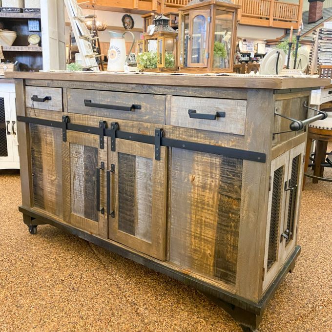 Loft Brown Kitchen Island available at Rustic Ranch Furniture in Airdrie, Alberta.
