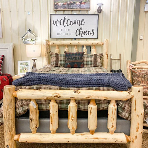 Traditional Cedar Bed available at Rustic Ranch Furniture in Airdrie, Alberta. 