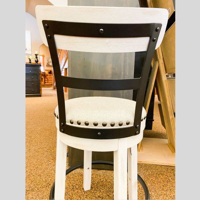 Valebeck Upholstered Swivel Stool - White available at Rustic Ranch Furniture in Airdrie, Alberta