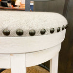 Valebeck Upholstered Swivel Stool - White available at Rustic Ranch Furniture in Airdrie, Alberta