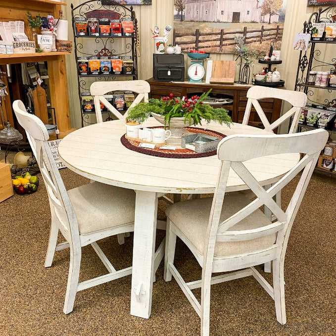 Farmhouse Rustic Round Table Farmhouse Round Dining Table - Three Colours – Rustic Ranch Furniture ...