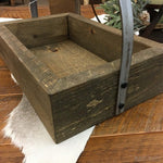 SMALL STAINED PINE TOTE TRAY WITH CURVED HANDLE-Rustic Ranch