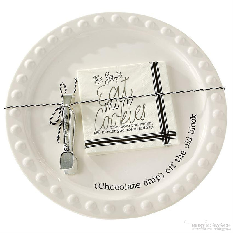 CHOCOLATE CHIP COOKIE PLATE SERVING SET BY MUDPIE-Rustic Ranch