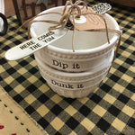 STACKED DIP CUP SET -3 ASSORTED BY MUD PIE-Rustic Ranch