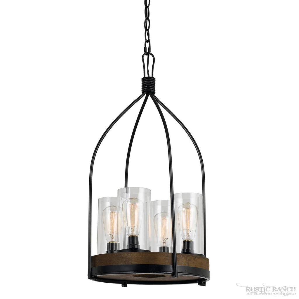 CHARDON METAL AND WOOD CHANDELIER-Rustic Ranch