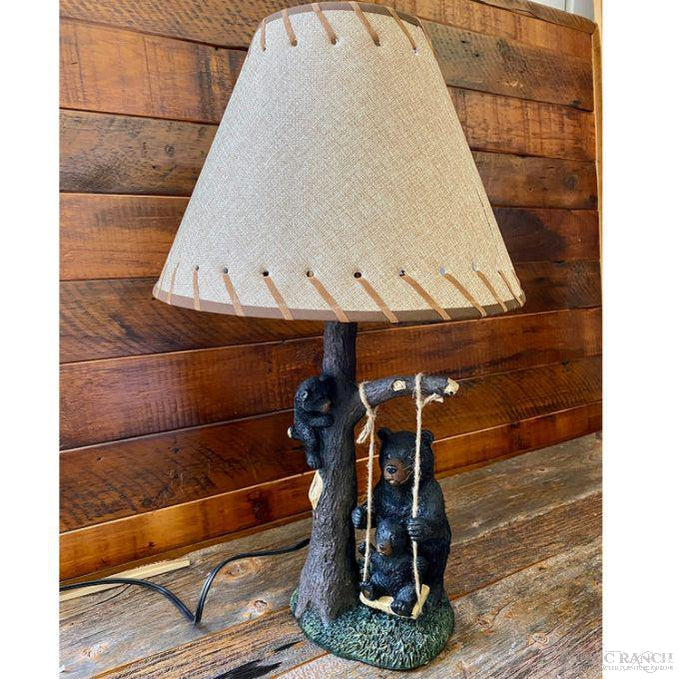 Bears on a Swing Lamp and Shade-Rustic Ranch